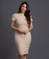 Beige Body Con Formal Wear Dress